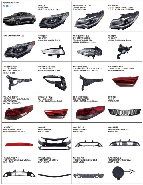 K5 2020 AUTO BODY PARTS