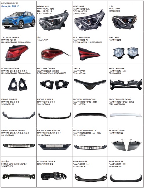 16 RAV4 AUTO BODY PARTS